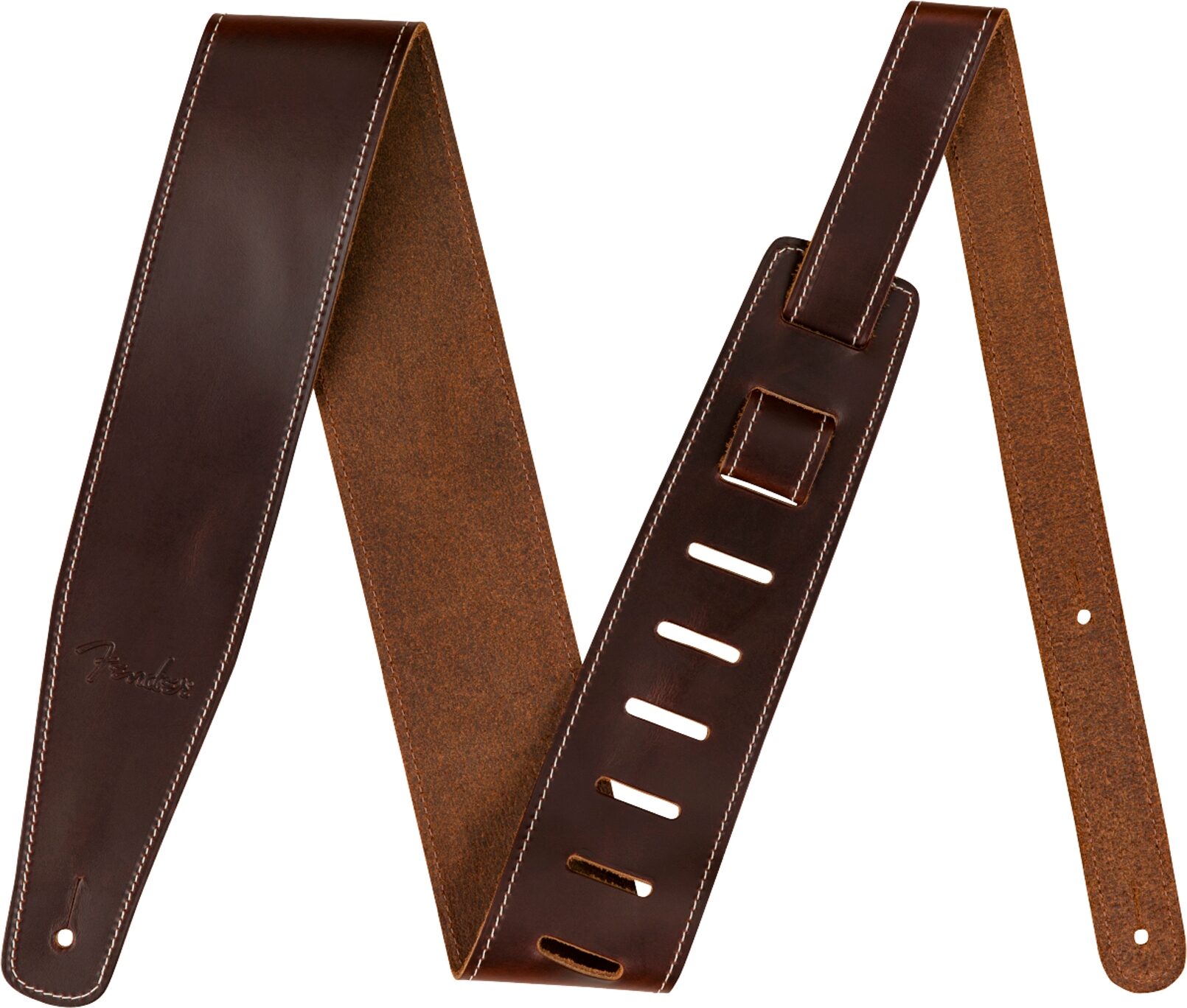 Fender Broken-In Leather Strap, Brown, Action Position Back