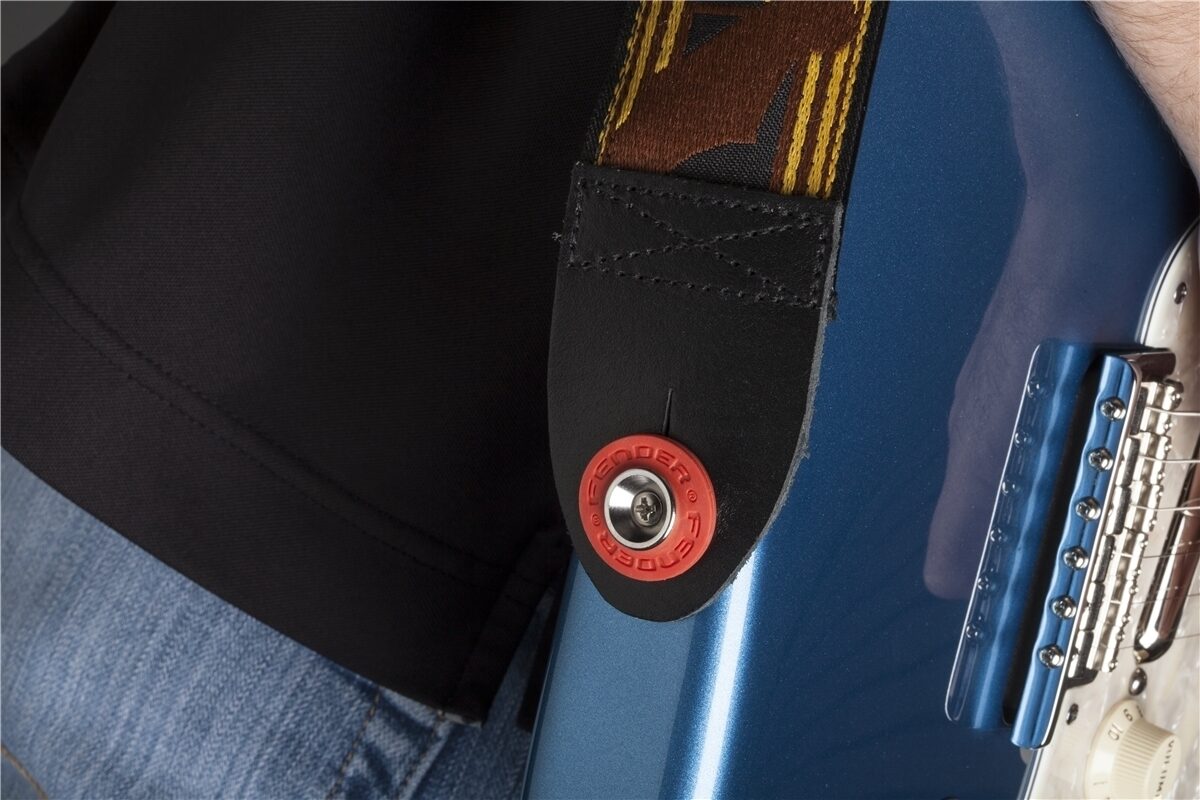 Fender Strap Blocks, Black and Red, 2-Pack, Action Position Back