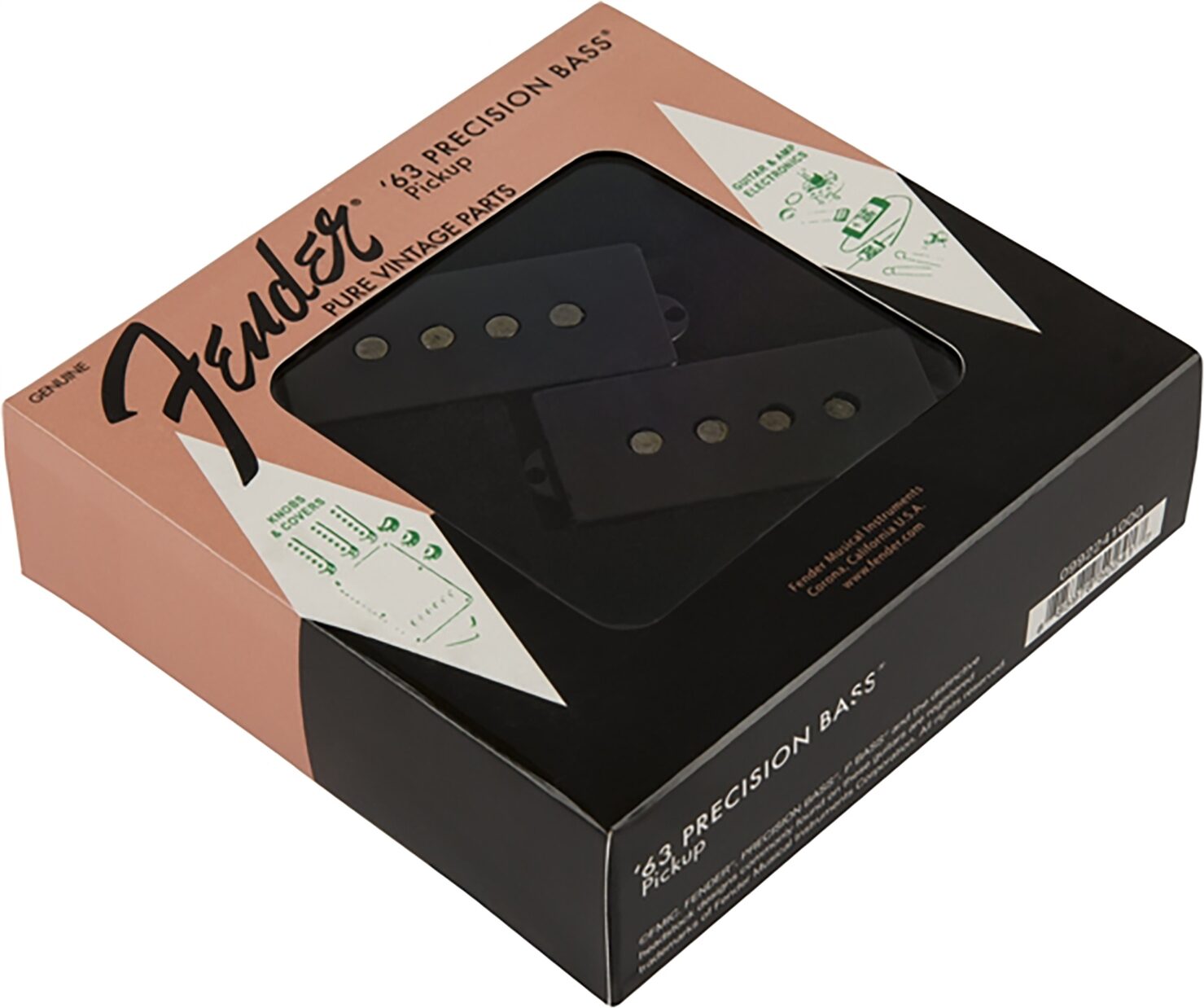 Fender Pure Vintage 63 Precision Bass Pickup, Black, Action Position Back