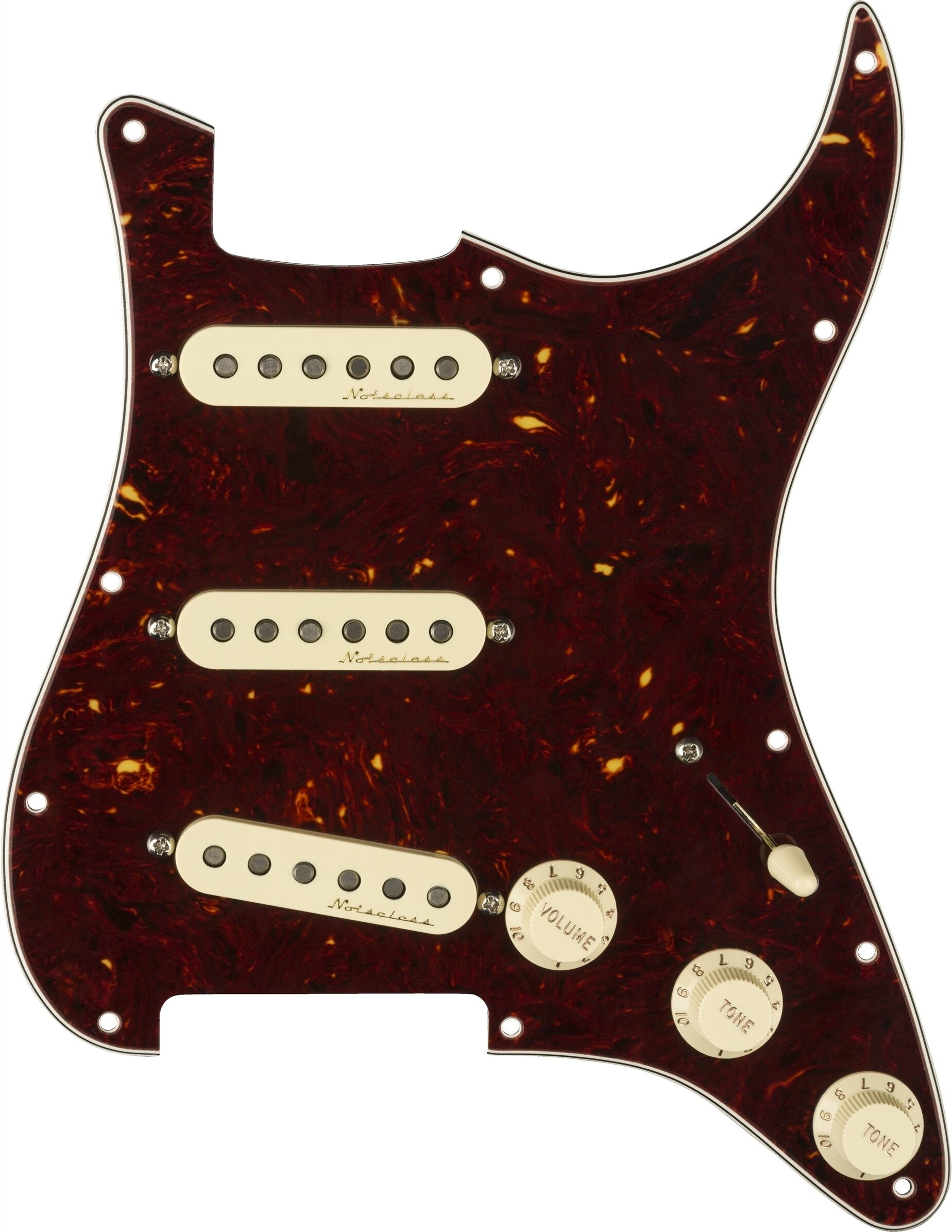Fender Stratocaster Vintage Noiseless Pre-wired Pickguard, Tortoise Shell, Action Position Back