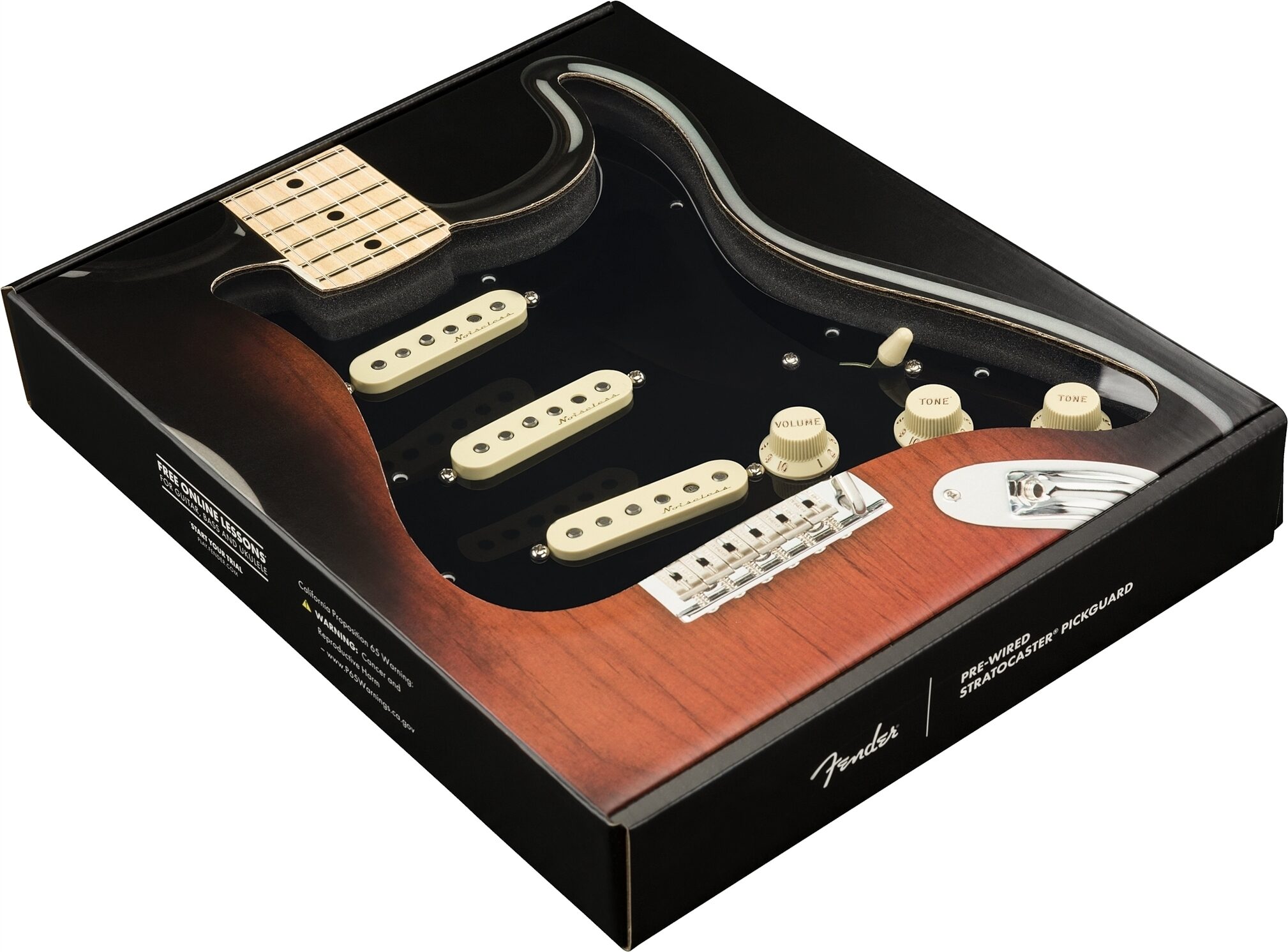 Fender Stratocaster Vintage Noiseless Pre-wired Pickguard, Black, Action Position Back