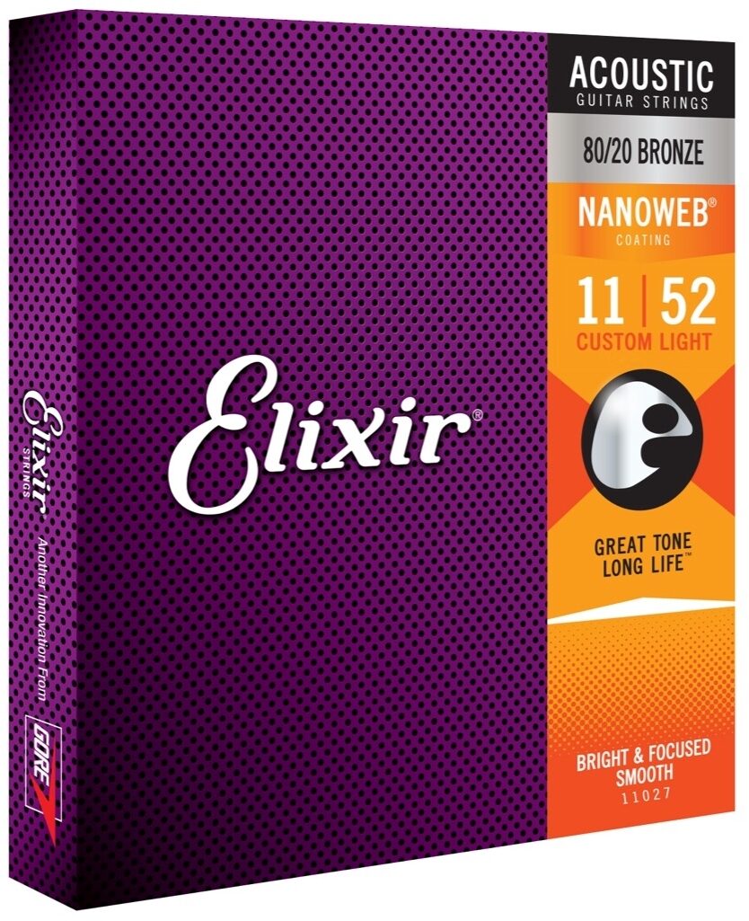 Elixir Nanoweb Acoustic Guitar Strings, 11-52, 11027, Custom Light, view