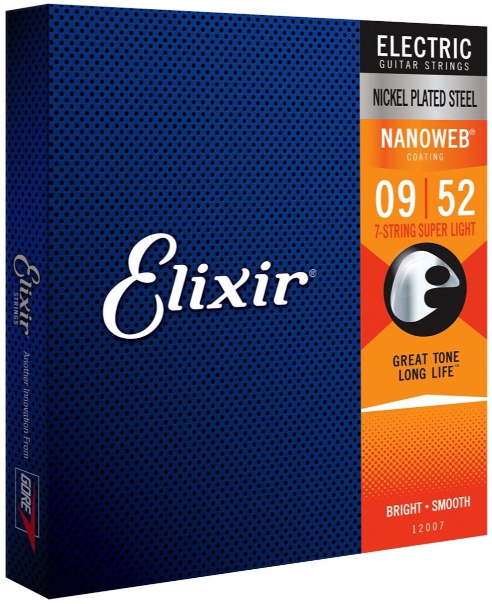 Elixir Nanoweb 7-String Electric Guitar Strings, 9-52, Super Light, View