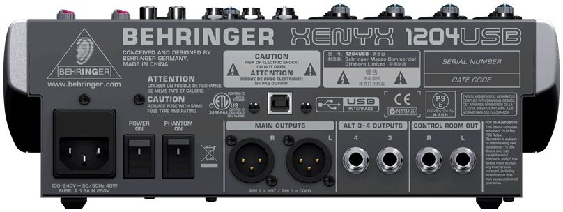 Behringer XENYX 1204USB Small Format Mixer with XENYX Mic Preamps, 12 Input  Channels, 10Hz to 200kHz Frequency Response