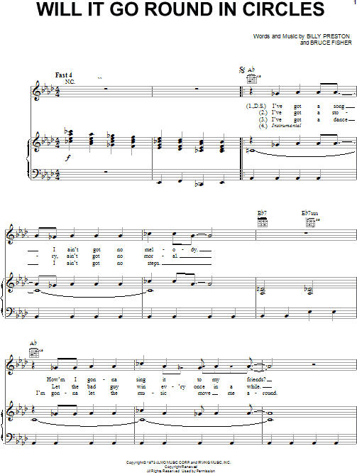 Will It Go Round In Circles - Piano/Vocal/Guitar, New, Main