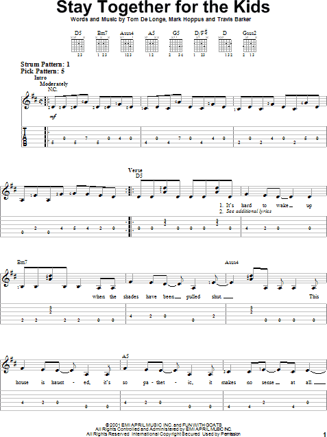 Stay Together For The Kids - Easy Guitar with TAB | zZounds