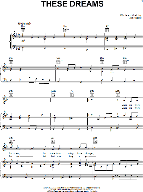 These Dreams - Piano/Vocal/Guitar, New, Main