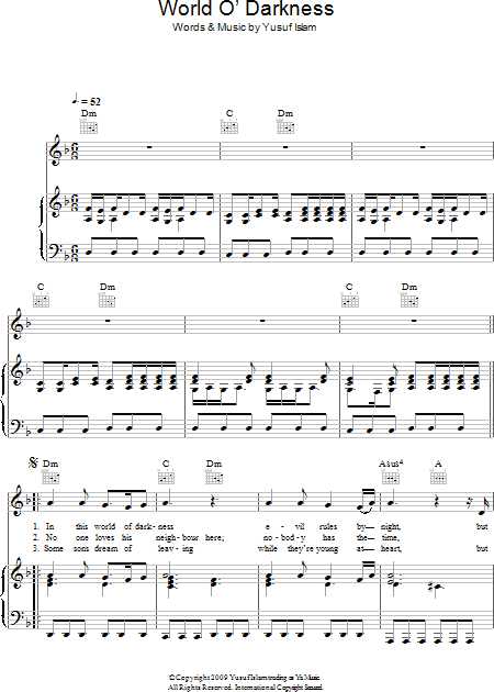 World O' Darkness - Piano/Vocal/Guitar, New, Main