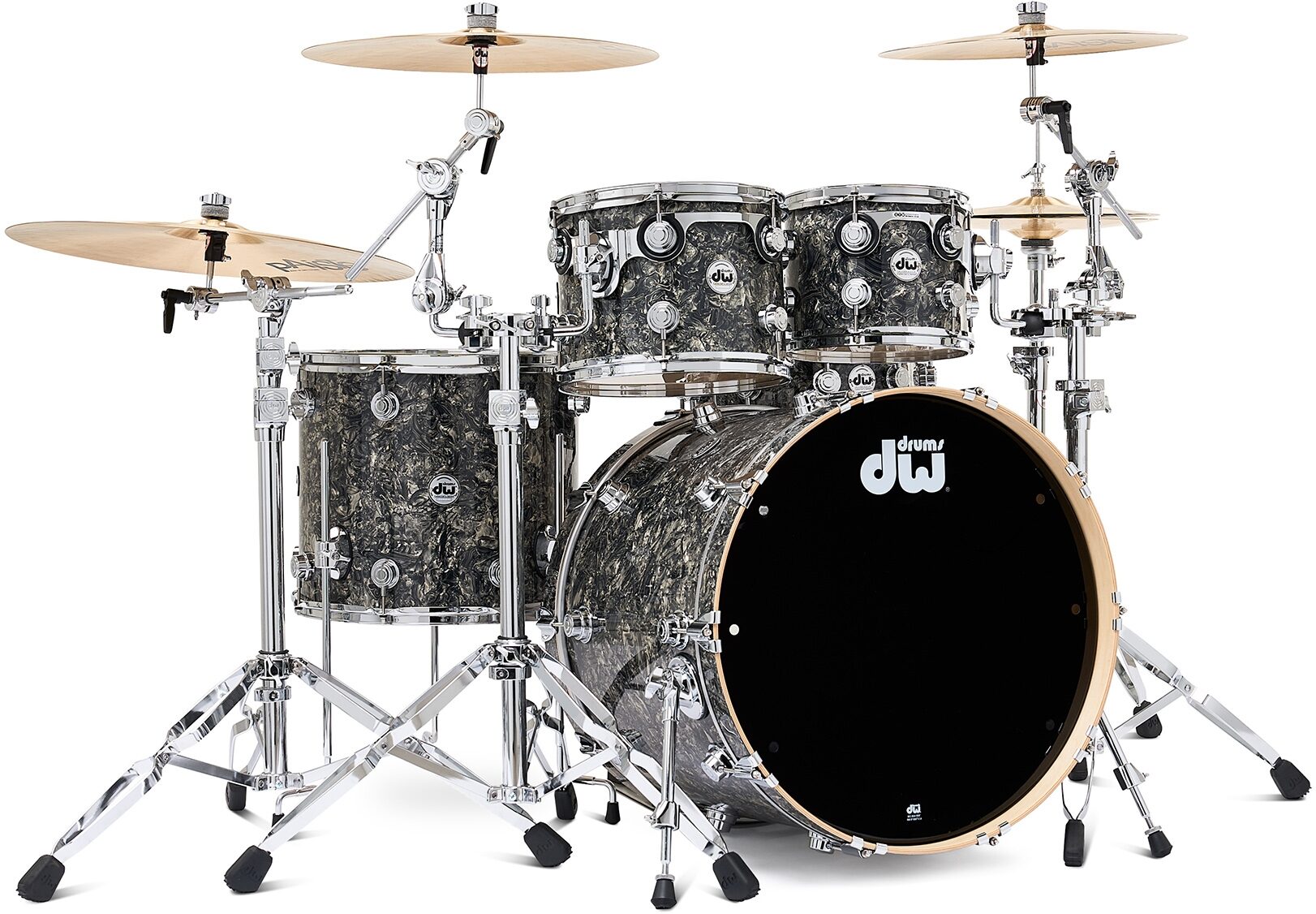 Drum Workshop Collector's Series SSC Maple 4-Piece Shell Kit, Silver Abalone, Action Position Back