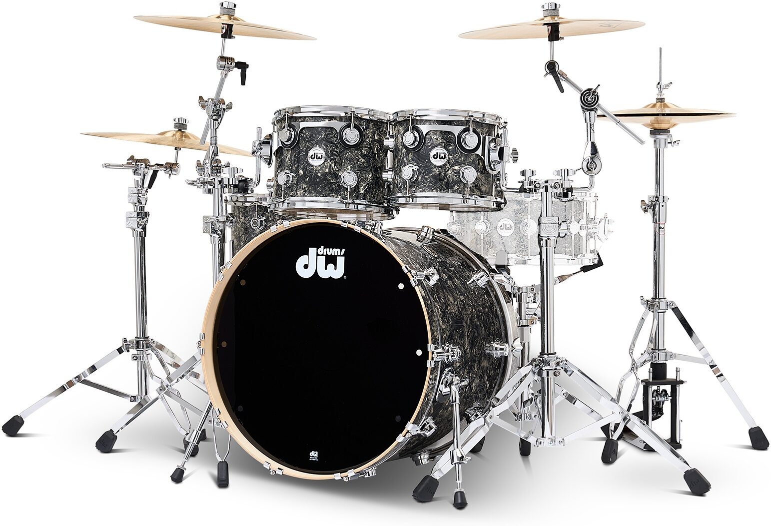 Drum Workshop Collector's Series SSC Maple 4-Piece Shell Kit, Silver Abalone, Action Position Back