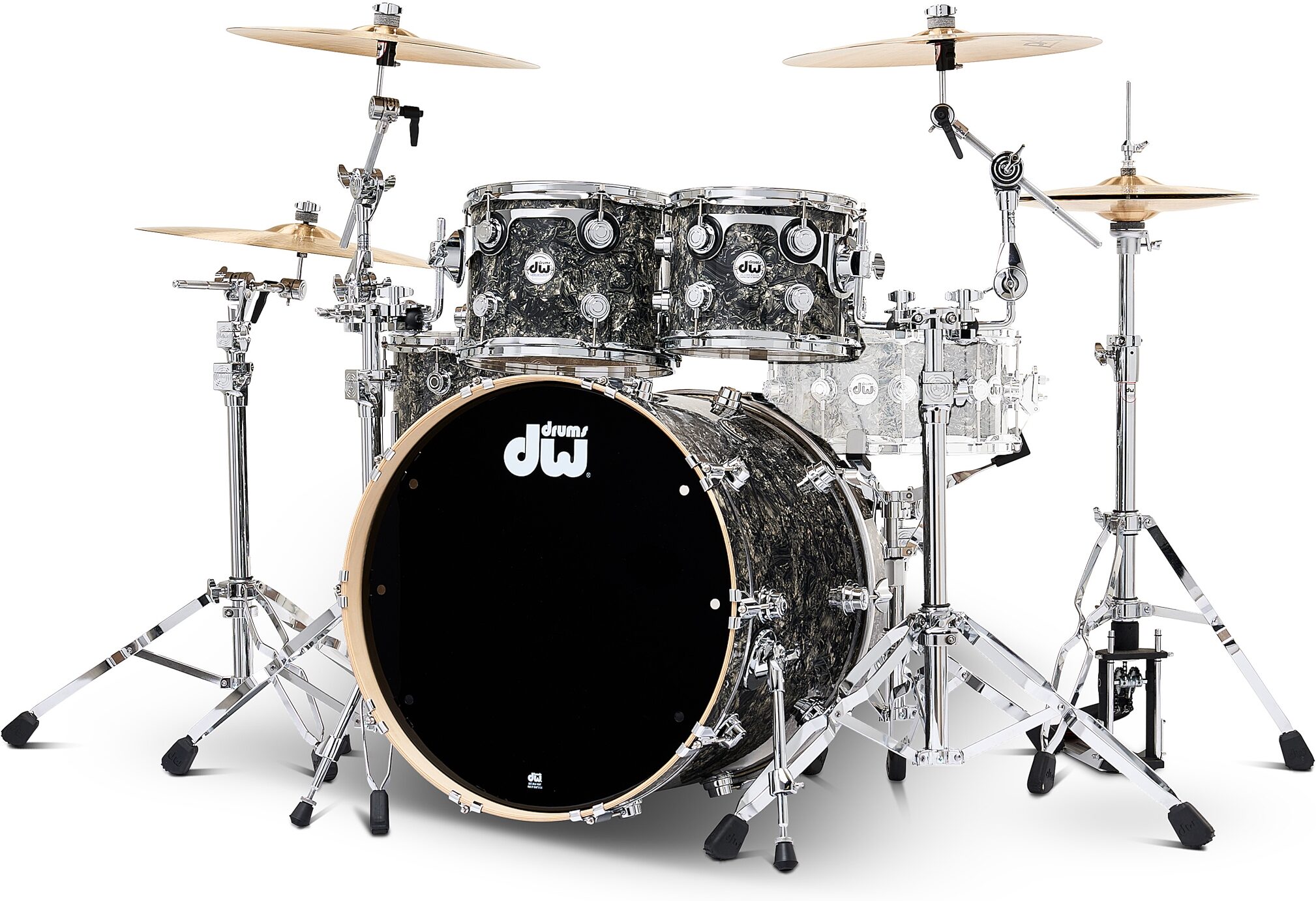 Drum Workshop Collector's Series SSC Maple 4-Piece Shell Kit, Silver Abalone, Action Position Back