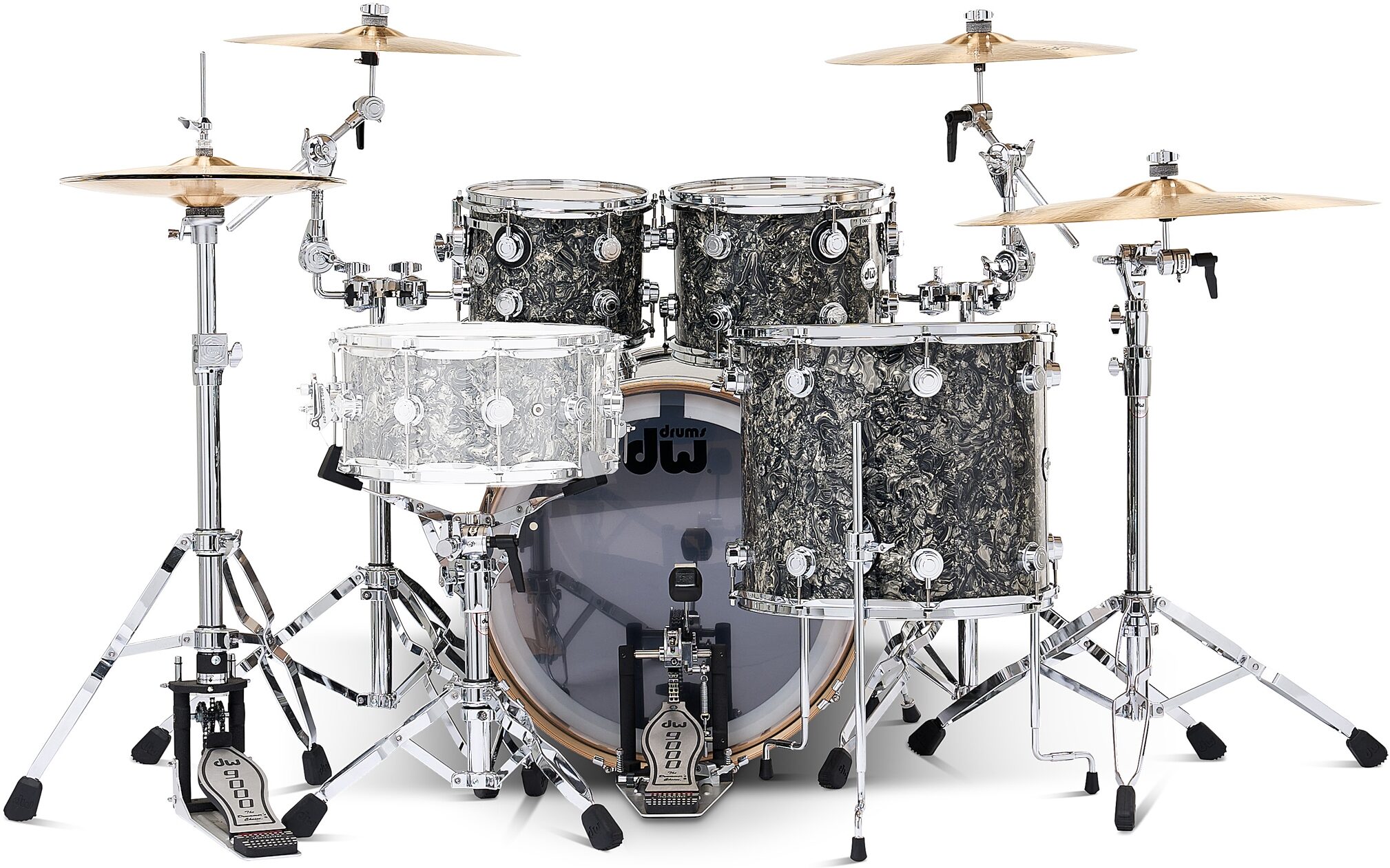 Drum Workshop Collector's Series SSC Maple 4-Piece Shell Kit, Silver Abalone, Action Position Back