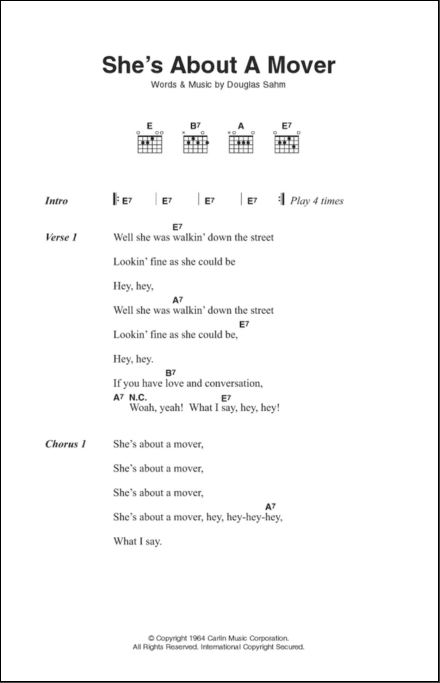 She's About A Mover - Guitar Chords/Lyrics