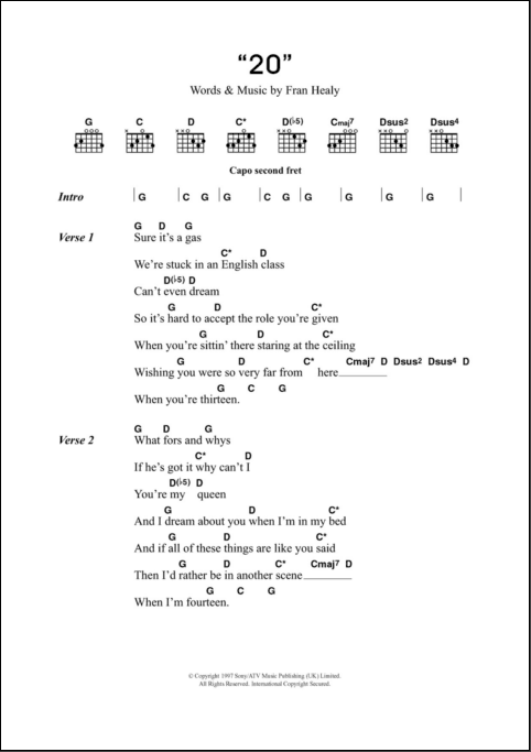 Stuck On You - Guitar Chords/Lyrics