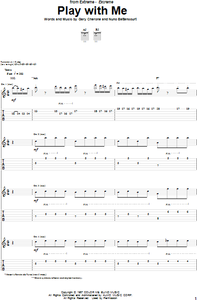 Extreme Play With Me Guitar Tab in C Major - Download & Print