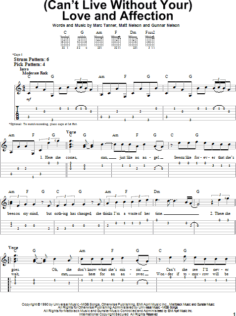 Can't Live Without Your) Love And Affection - Guitar TAB