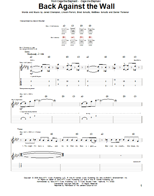 Back Against The Wall - Guitar TAB | zZounds
