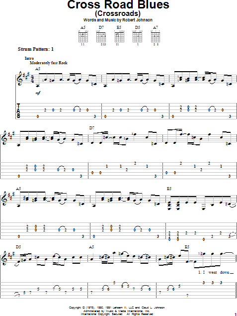 Cross Road Blues (Crossroads) Sheet Music | Robert Johnson | Banjo Tab