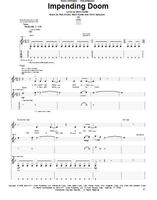 Impending Doom (Guitar Tab) - Print Sheet Music Now