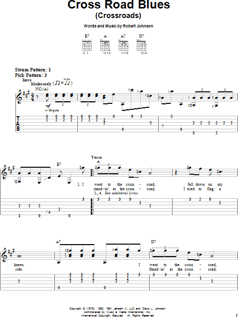 Cross Road Blues (Crossroads) by Robert Johnson - Easy Guitar Tab - Guitar  Instructor