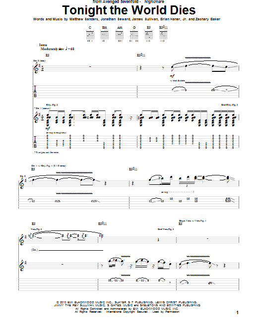 Tonight The World Dies - Guitar TAB | zZounds