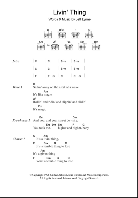 Electric Light Orchestra - Fire On High Chords - Guitar Tabs - ELO