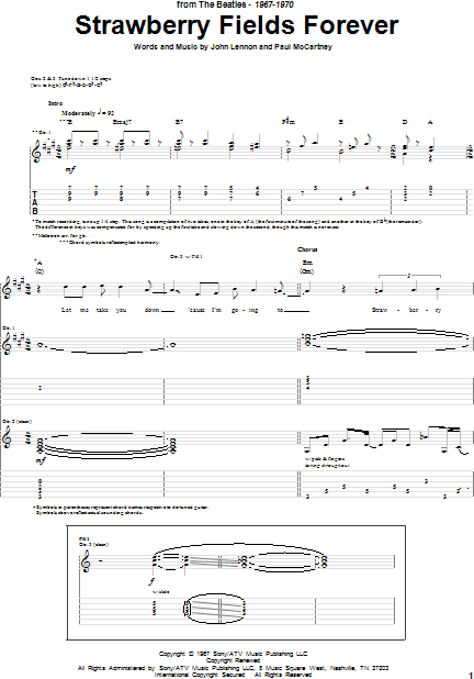 Strawberry Fields Forever - Lead Guitar - Music by the Measures