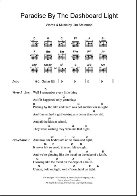 Paradise - Guitar Chords/Lyrics