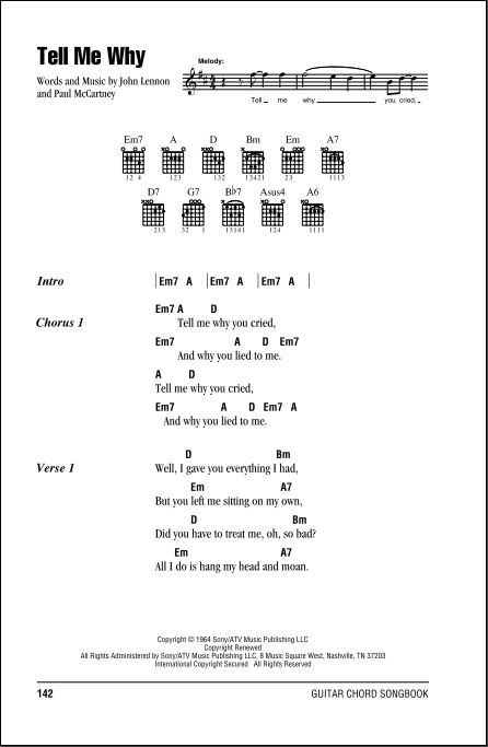 Song lyrics with guitar chords for Tell Me Why - The Four Aces, 1951