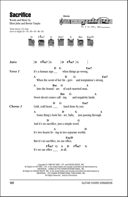 sacrifice - elton john  Piano sheet music, Elton john lyrics, Sheet music