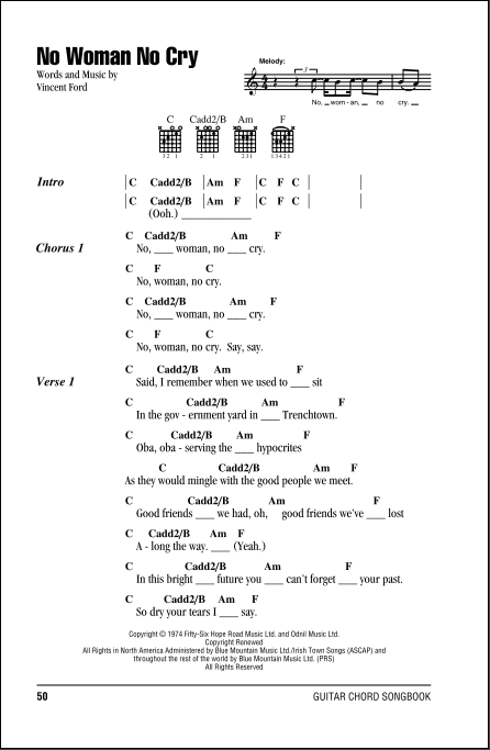 No Woman, No Cry by Bob Marley - Guitar Tablature - Digital Sheet