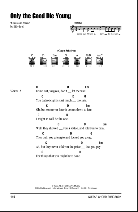 Only The Good Die Young - Guitar Chords/Lyrics