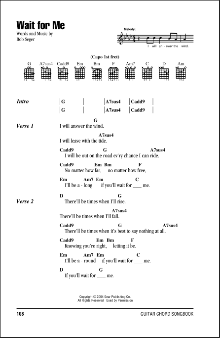 You'll Accomp'ny Me by Bob Seger - Guitar Chords/Lyrics - Guitar Instructor