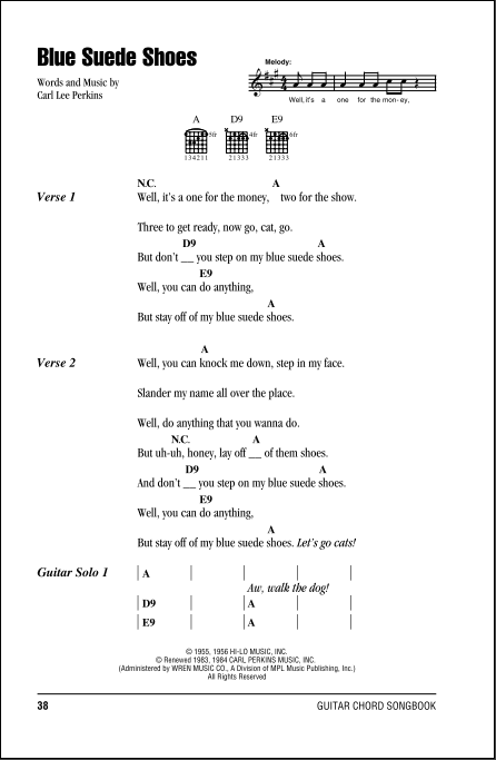 Blue Suede Shoes Sheet Music, Elvis Presley