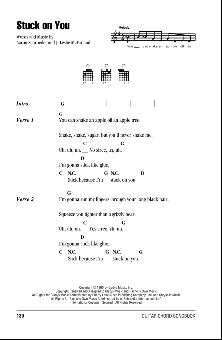 Stuck On You - Guitar Chords/Lyrics