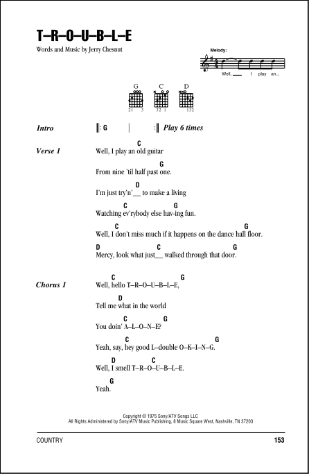 Trouble, by Elvis Presley - lyrics and chords