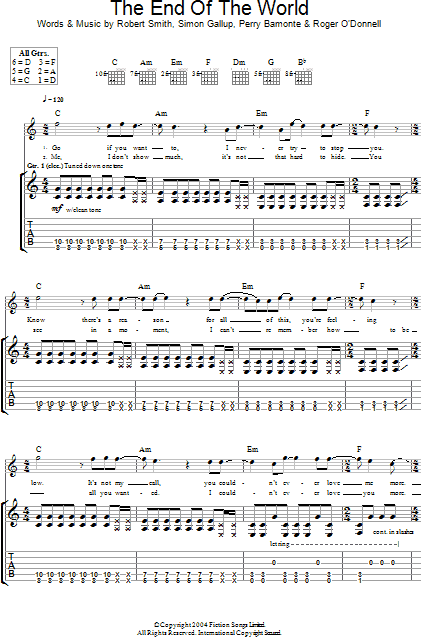 The End Of The World sheet music for guitar (chords) v2