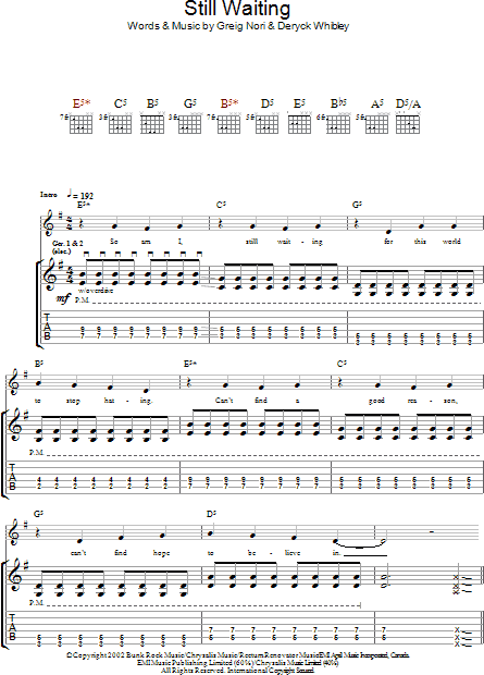 Sum 41 Pieces Guitar Tab in D Minor - Download & Print - SKU: MN0064762