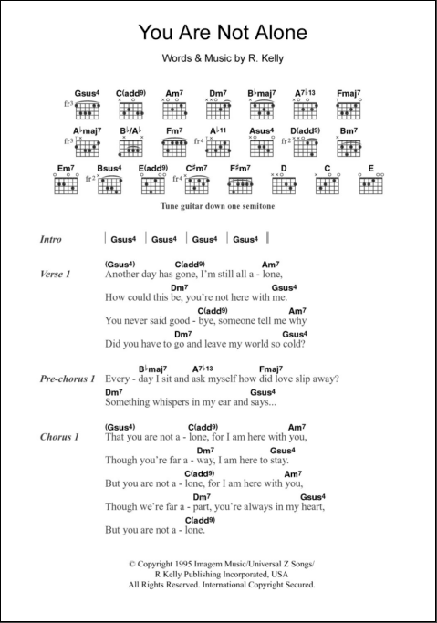 You Are Not Alone Guitar Chords/Lyrics zZounds