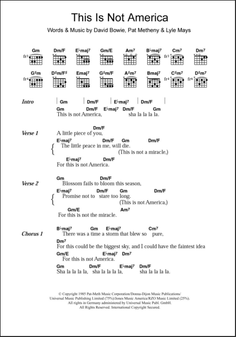 This Is Not America - Guitar Chords/Lyrics