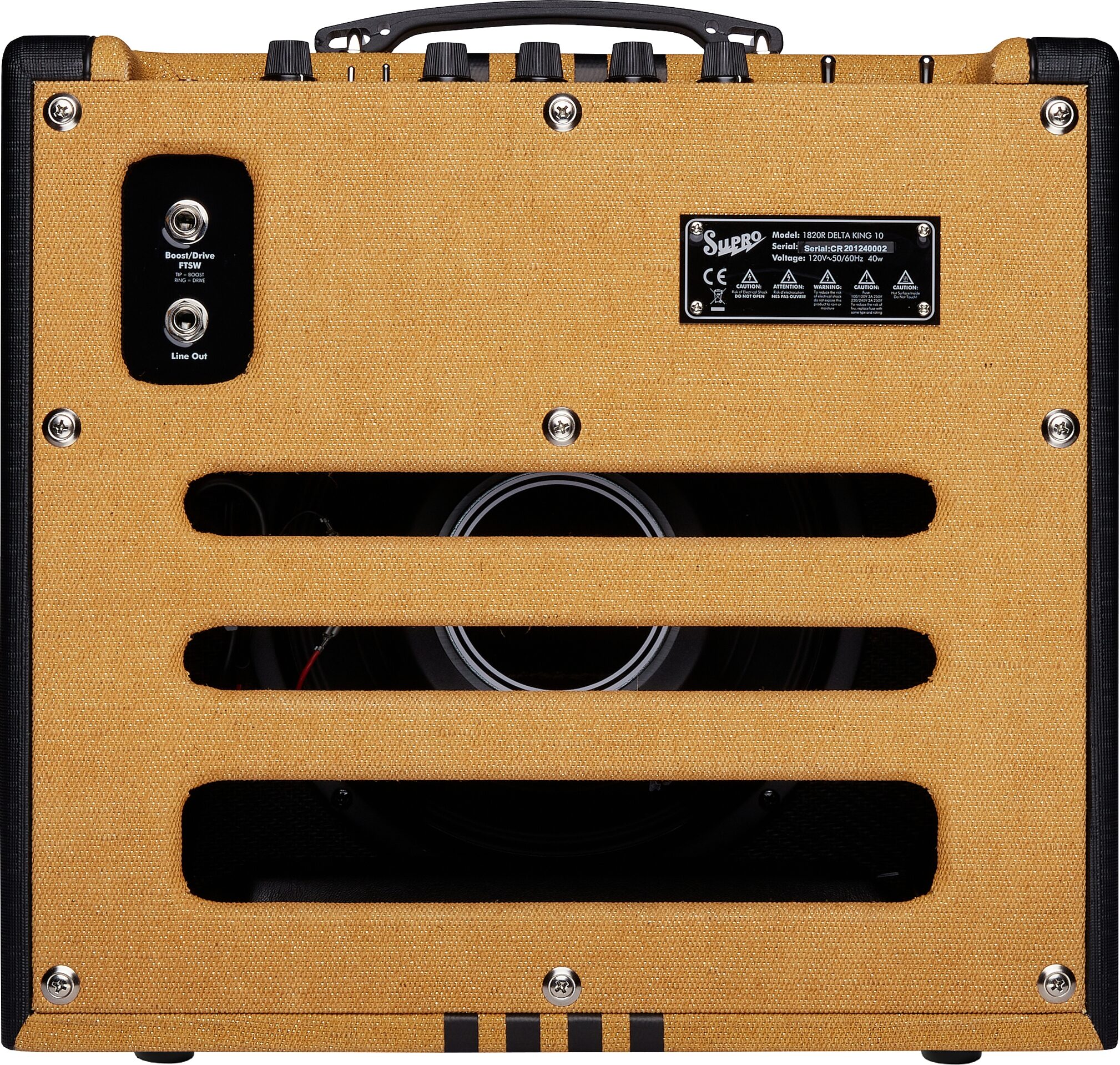 Supro Delta King 10 Guitar Combo Amplifier (5 Watts, 1x10"), Tweed/Black, Action Position Back