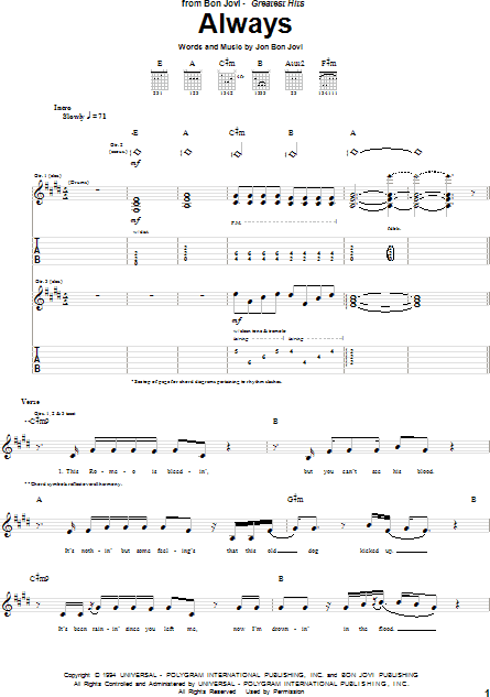 Bon Jovi – Raise Your Hands – BluEsMannus Guitar Tabs