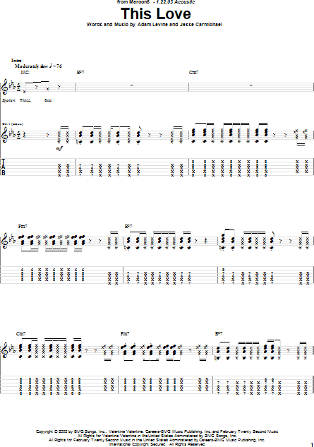 This Love Guitar Tab Zzounds