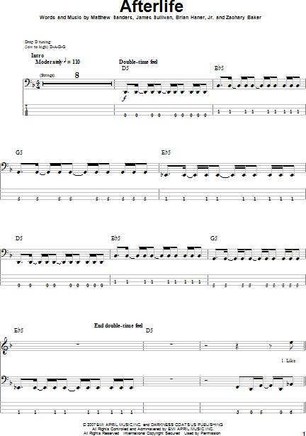 Afterlife Sheet Music, Avenged Sevenfold