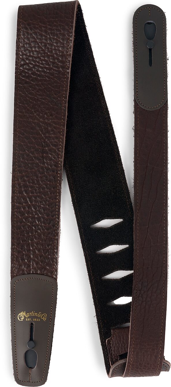 Martin Buffalo Leather Lock-It Guitar Strap, Brown, Main