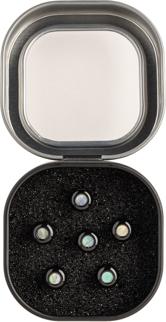 Martin Luxe Liquidmetal Bridge Pin Set, Gloss Black with Pearl, Main