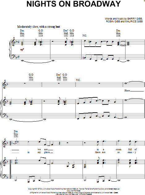 Nights On Broadway - Piano/Vocal/Guitar, Main