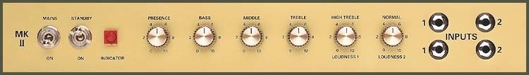 Marshall 1959SLP Vintage Series Super Lead Plexi Guitar Amplifier Head (100 Watts), Front Panel
