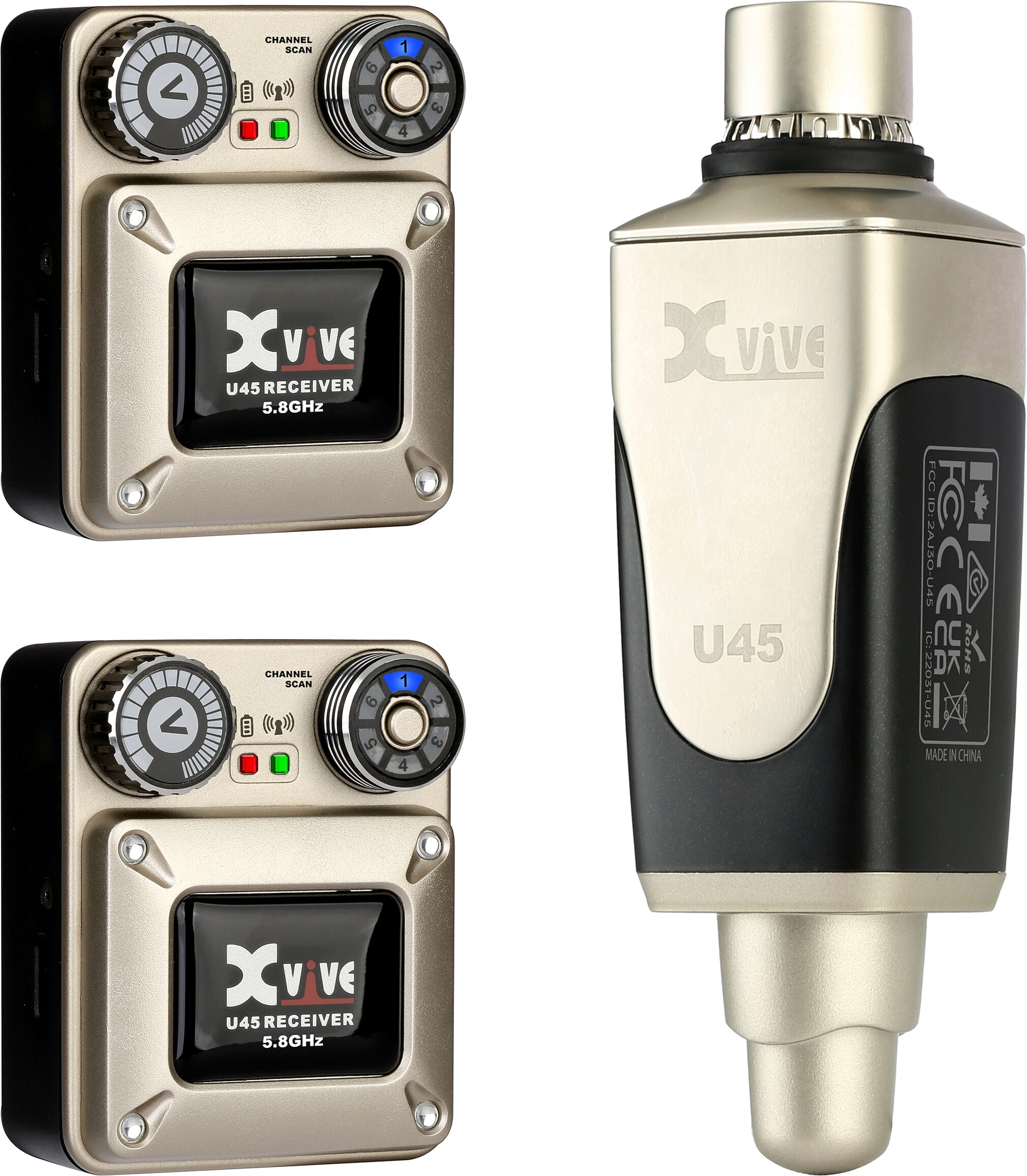 Xvive U45R2 5.8GHz Digital Wireless Dual Receiver In-Ear Monitor System, New, Action Position Back