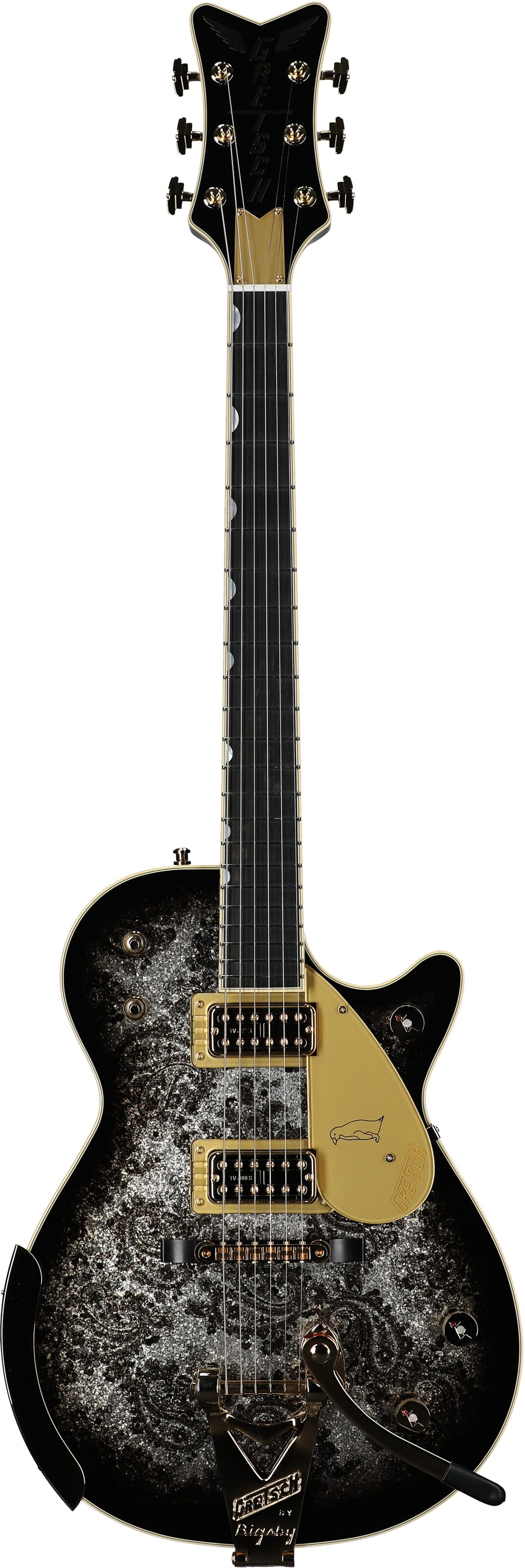 Gretsch G6134TG Limited Edition Paisley Penguin Electric Guitar (with Case), Black Paisley Penguin, Serial Number JT23051855, Full Straight Front